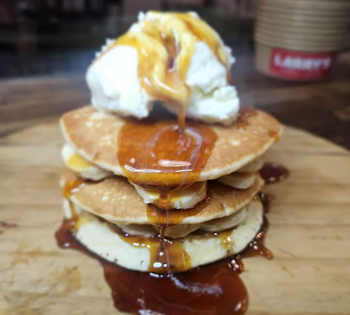 Banana-Caramel Pancake Stack