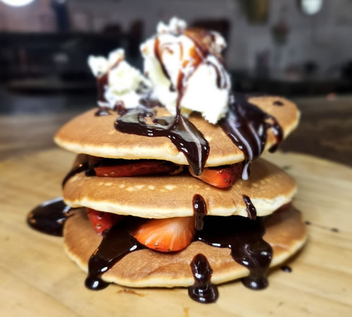Strawberry-Chocolate Pancake Stack