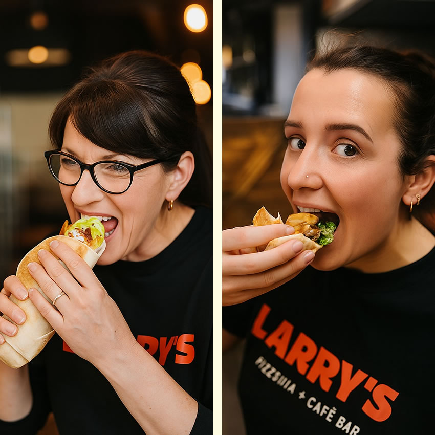 Larry's staff trying flatbreads